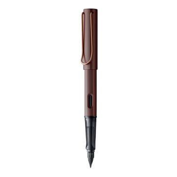 Lamy Lx Dolma Kalem, Alüminyum Gövde, Marron Kaplama Metal Klips, Kapak-Kalem Tabanı Marron Kaplama, Parlak Siyah Uç, Marron, Fine (F) Uç