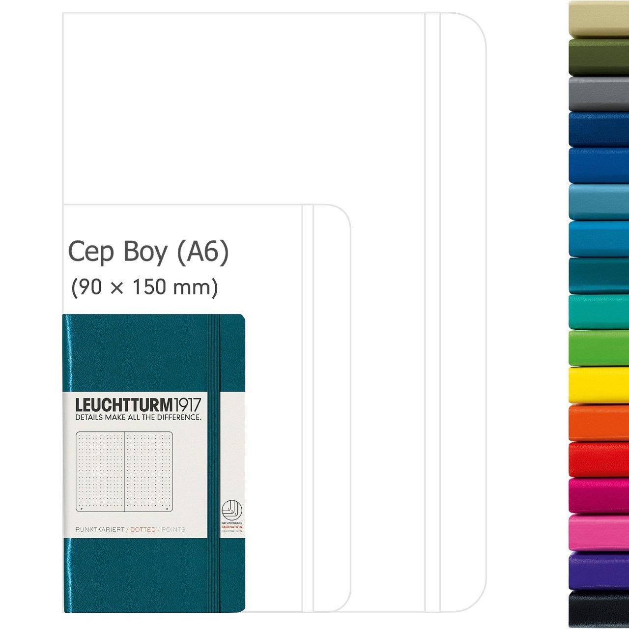 Leuchtturm1917 Not Defteri Cep Boy (A6), Sert Kapak, 185 Numaralandırılmış Sayfa,