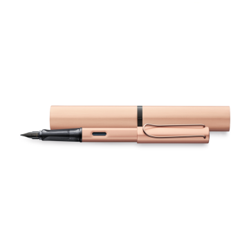 Ручка Lamy Lx, алюминиевый корпус, металлическая клипса с розовым золотом, верхняя часть-основание ручки с розовым золотом, блестящий черный наконечник, розовое золото,