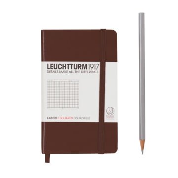 Leuchtturm1917 Not Defteri Cep Boy (A6), Sert Kapak, 185 Numaralandırılmış Sayfa, Kareli - Kahverengi
