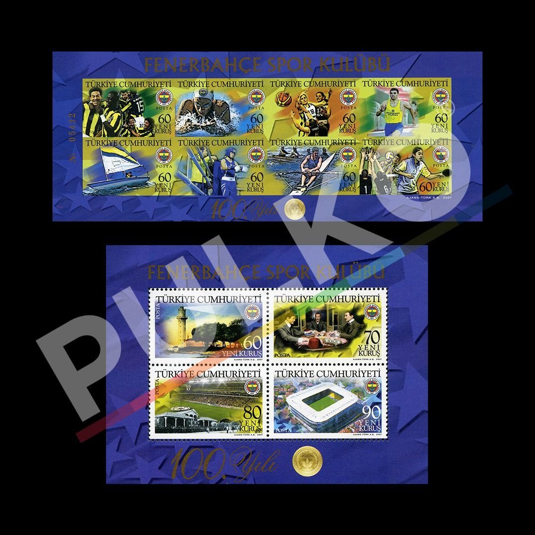 Fenerbahçe Spor Klubü 100. Yılı Hatıra Blokları (3 Mayıs 2007) - Türkiye Cumhuriyeti Pul Koleksiyonu