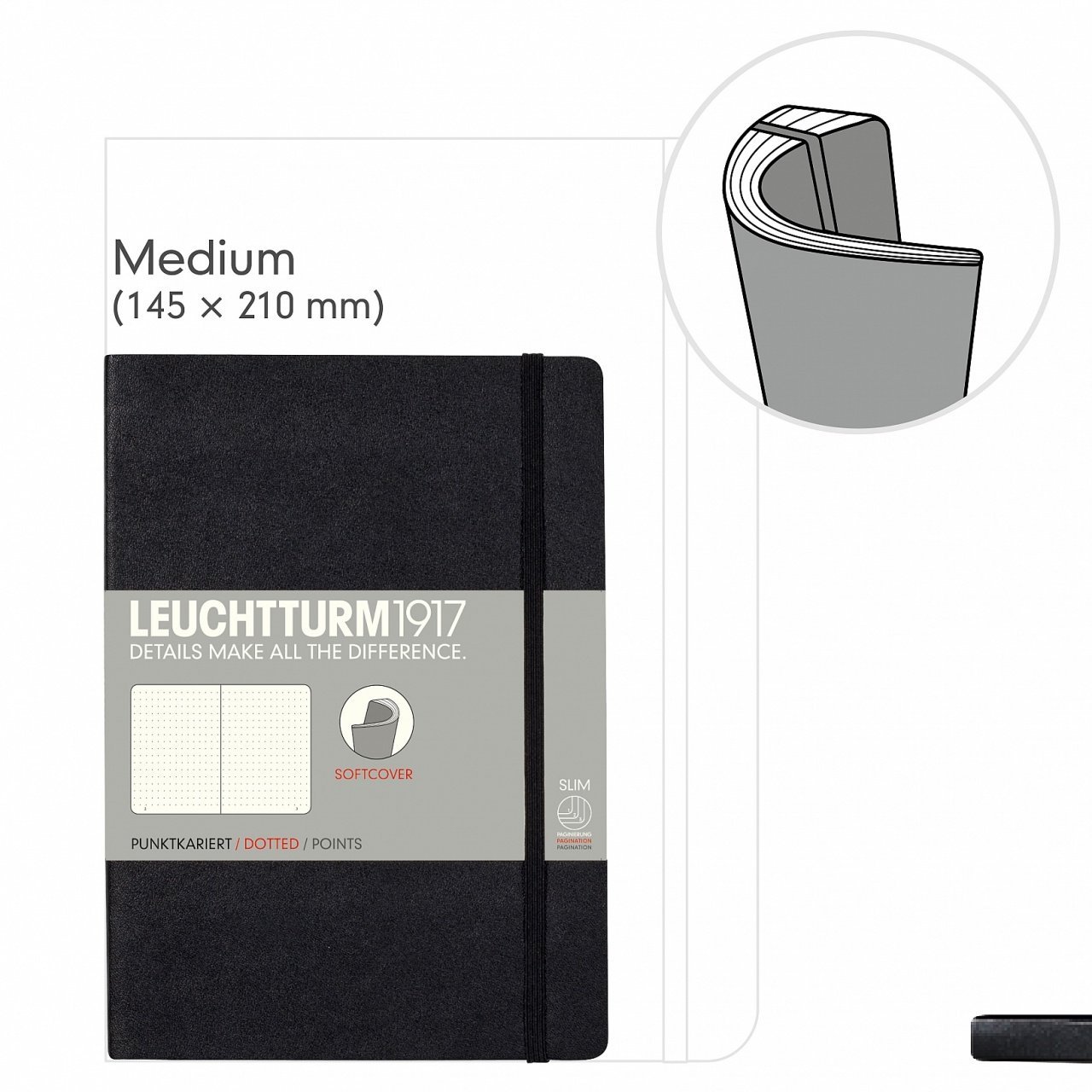 Leuchtturm1917 Notebook Medium (A5), Soft cover, 121 numbered pages,