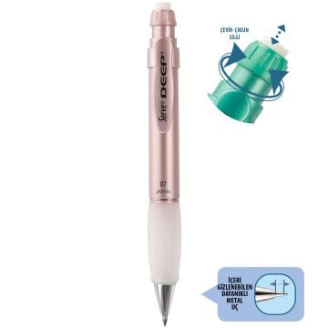 SERVE Deep Mekanik Kurşun Kalem Metalik Seri 0.7 mm (Uçlu Kalem), Metalik Roze