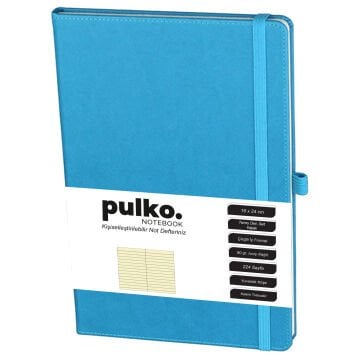 PULKO Notebook Not Defteri, (16X24CM), Termo Deri, 224 Sayfa, Çizgili, 041, Turkuaz