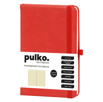 Cahier PULKO Notebook, (9x14cm), Cuir Thermique, Couverture Rigide Texturée, 196 Pages, Ligné, 036, Rouge