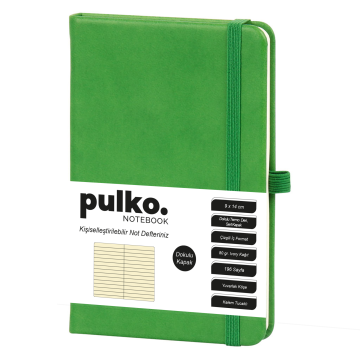 Cahier PULKO Notebook, (9x14cm), Cuir Thermique, Couverture Rigide Texturée, 196 Pages, Ligné, 036, Vert