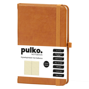 Cahier PULKO Notebook, (9x14cm), Cuir Thermique, Couverture Rigide Texturée, 196 Pages, Ligné, 036, Marron