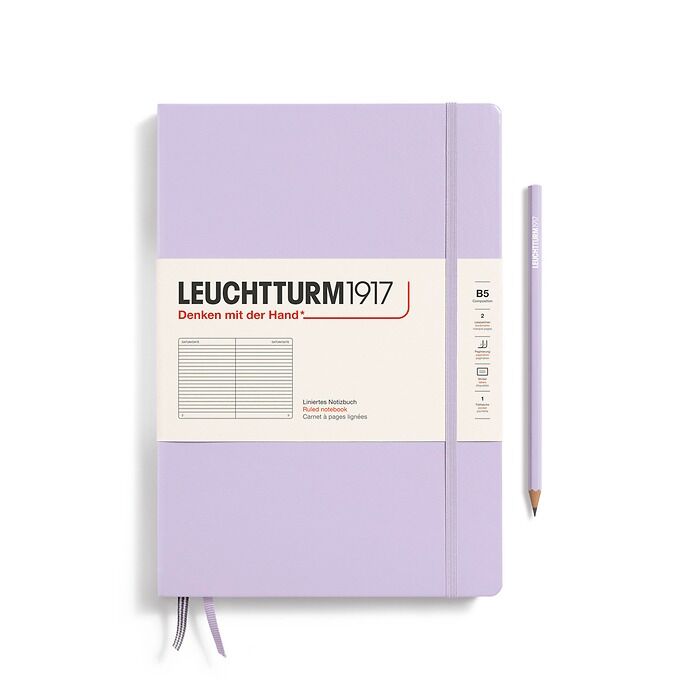 Leuchtturm1917 Not Defteri Tablet Boy (B5), Sert Kapak, 219 Numaralandırılmış Sayfa Leylak - Çizgili
