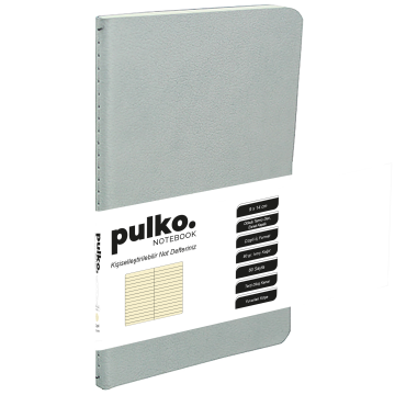 PULKO Notebook Not Defteri, (9x14cm), Terzi Dikiş, Esnek Kapak, 80 Sayfa, Krem Kağıt, Çizgili, 031, Antrasit Gri