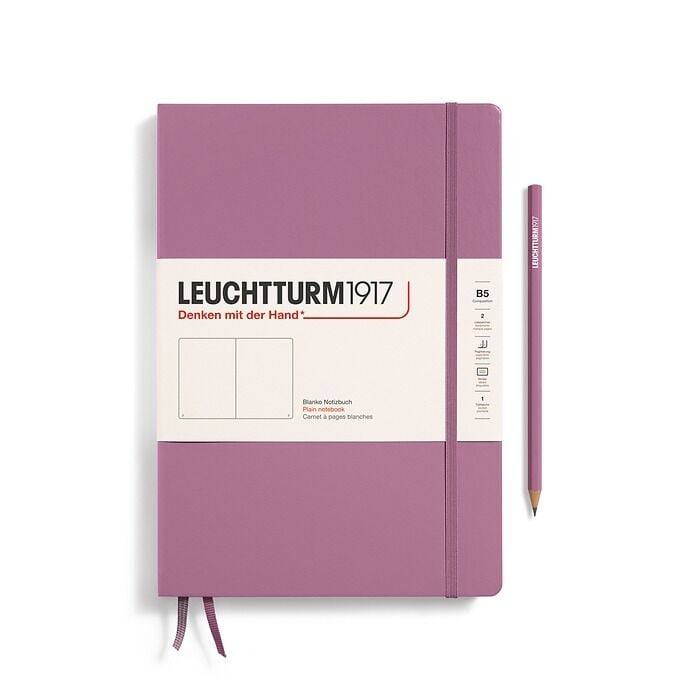 Leuchtturm1917 Not Defteri Tablet Boy (B5), Sert Kapak, 219 Numaralandırılmış Sayfa Tozlu Gül - Düz