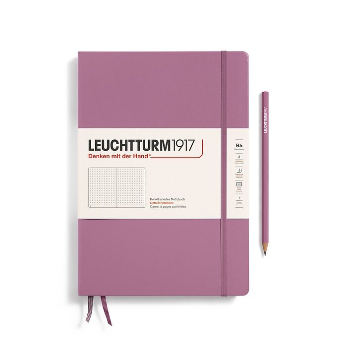 Leuchtturm1917 Not Defteri Tablet Boy (B5), Sert Kapak, 219 Numaralandırılmış Sayfa Tozlu Gül - Noktalı