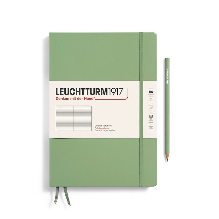 Leuchtturm1917 Not Defteri Tablet Boy (B5), Sert Kapak, 219 Numaralandırılmış Sayfa Ada Çayı - Çizgili