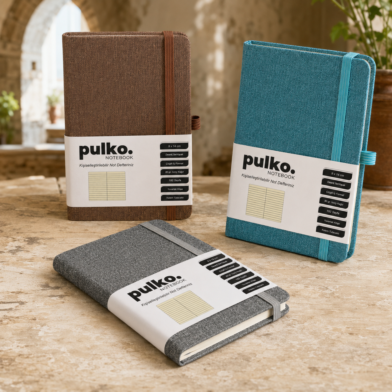 PULKO Notebook, (9x14cm), Patterned Hard Cover, 192 Pages, Lined, 035,