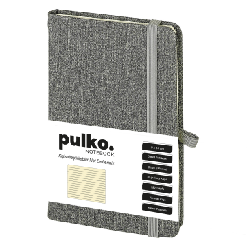 PULKO Notebook Not Defteri, (9x14cm), Desenli Sert Kapak, 192 Sayfa, Çizgili, 035, Gri
