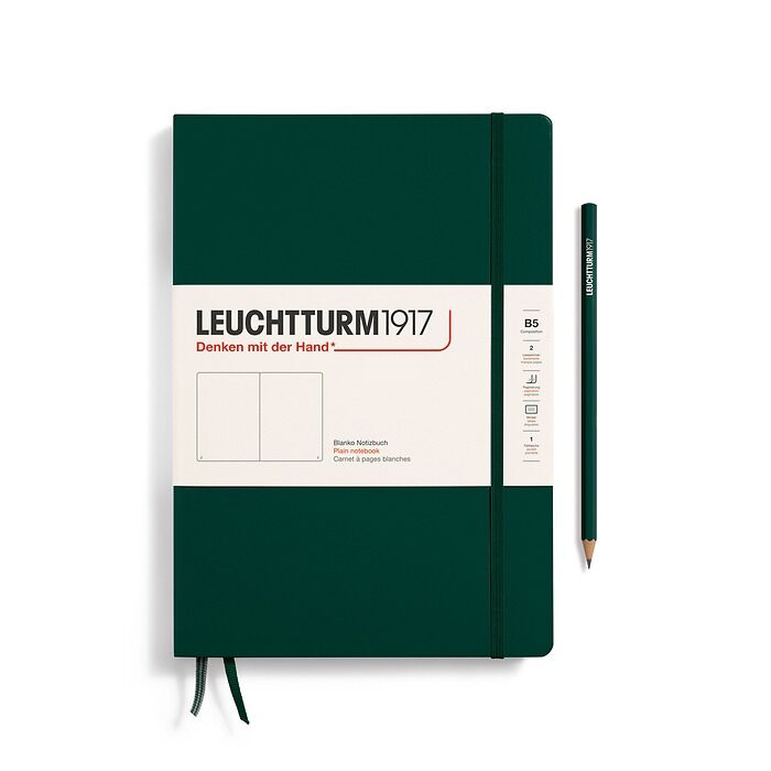 Leuchtturm1917 Not Defteri Tablet Boy (B5), Sert Kapak, 219 Numaralandırılmış Sayfa Orman Yeşili - Düz
