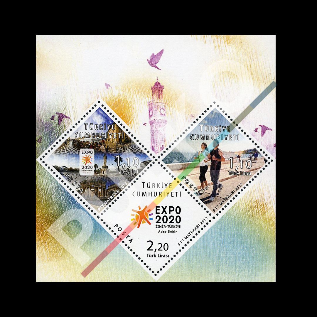 EXPO 2020 İzmir Adaylığı Anma Bloğu (4 Nisan 2013) - Türkiye Cumhuriyeti Pul Koleksiyonu