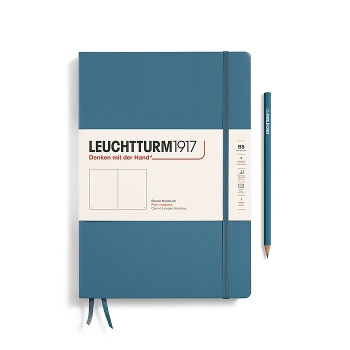 Leuchtturm1917 Not Defteri Tablet Boy (B5), Sert Kapak, 219 Numaralandırılmış Sayfa Taş Mavi - Düz