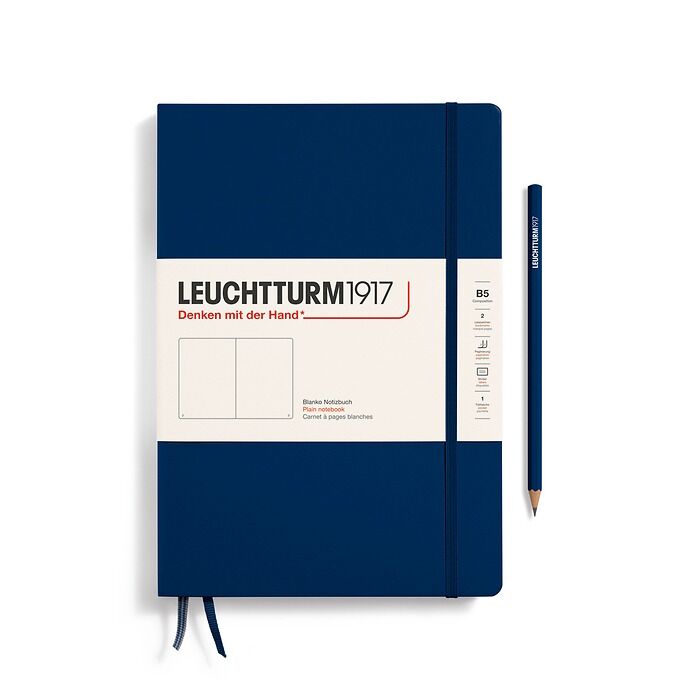 Leuchtturm1917 Not Defteri Tablet Boy (B5), Sert Kapak, 219 Numaralandırılmış Sayfa Lacivert - Düz