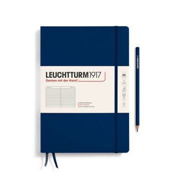 Leuchtturm1917 Not Defteri Tablet Boy (B5), Sert Kapak, 219 Numaralandırılmış Sayfa Lacivert - Çizgili