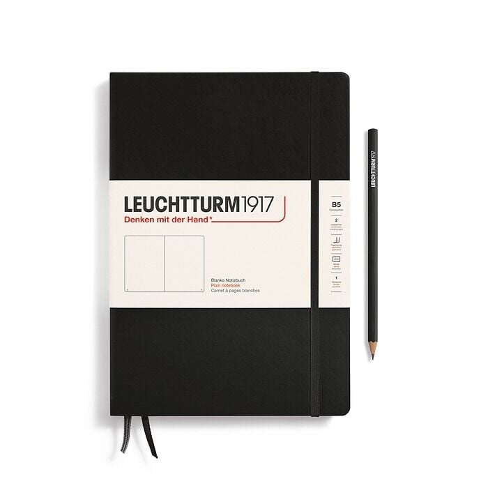 Leuchtturm1917 Not Defteri Tablet Boy (B5), Sert Kapak, 219 Numaralandırılmış Sayfa Siyah - Düz