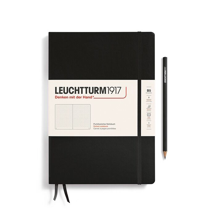Leuchtturm1917 Not Defteri Tablet Boy (B5), Sert Kapak, 219 Numaralandırılmış Sayfa Siyah - Noktalı