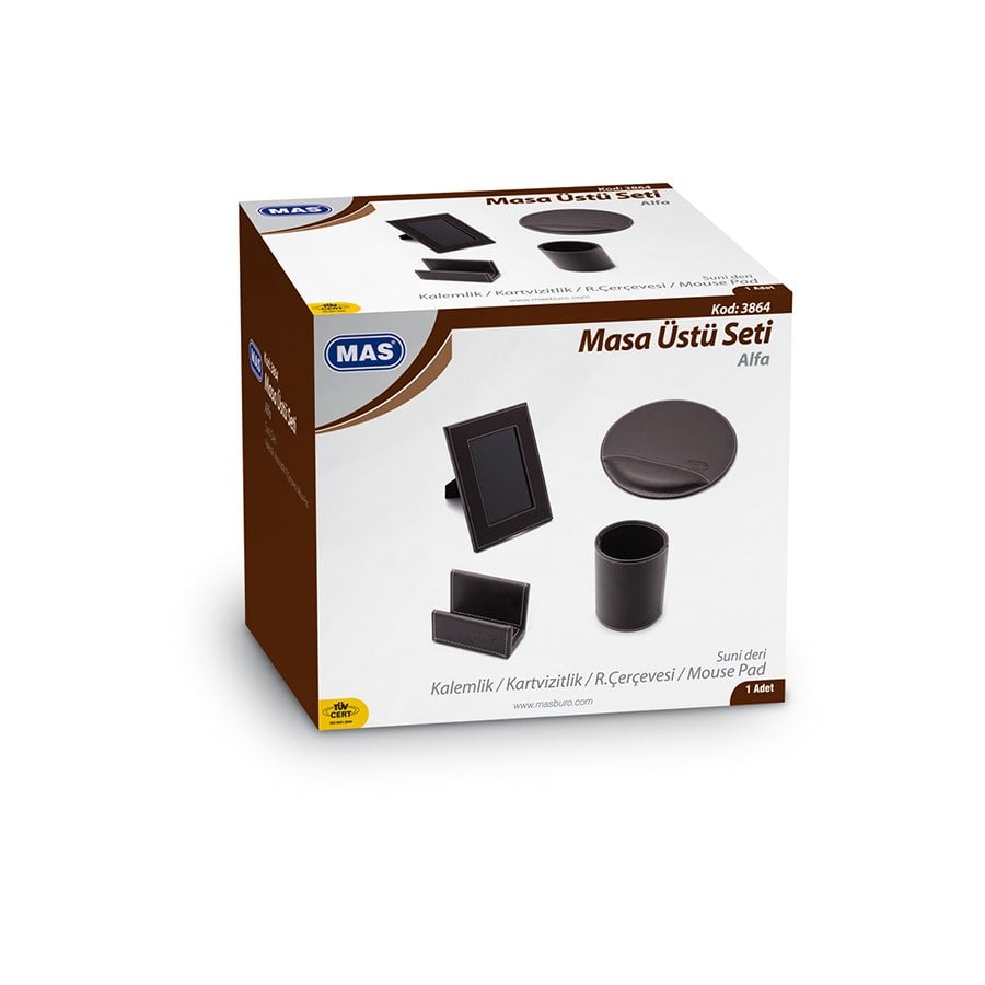 MAS 3864 en cuir synthétique Alpha (Set de table cas, Porte-cartes, Cadres et tapis de souris), Noir
