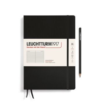 Leuchtturm1917 Not Defteri Tablet Boy (B5), Sert Kapak, 219 Numaralandırılmış Sayfa Siyah - Çizgili