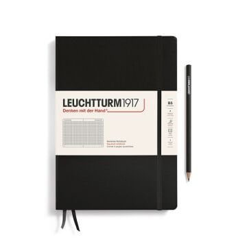 Leuchtturm1917 Not Defteri Tablet Boy (B5), Sert Kapak, 219 Numaralandırılmış Sayfa Siyah - Kareli