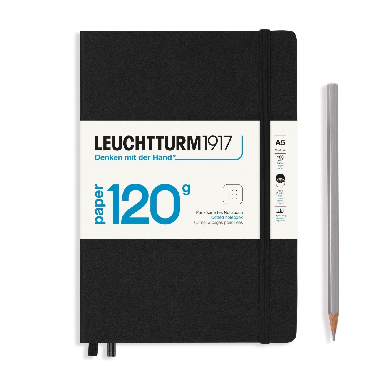 Leuchtturm1917 Not Defteri Orta Boy (A5), Edition 120G, Siyah - Noktalı