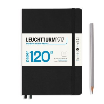 Leuchtturm1917 Not Defteri Orta Boy (A5), Edition 120G, Siyah - Noktalı