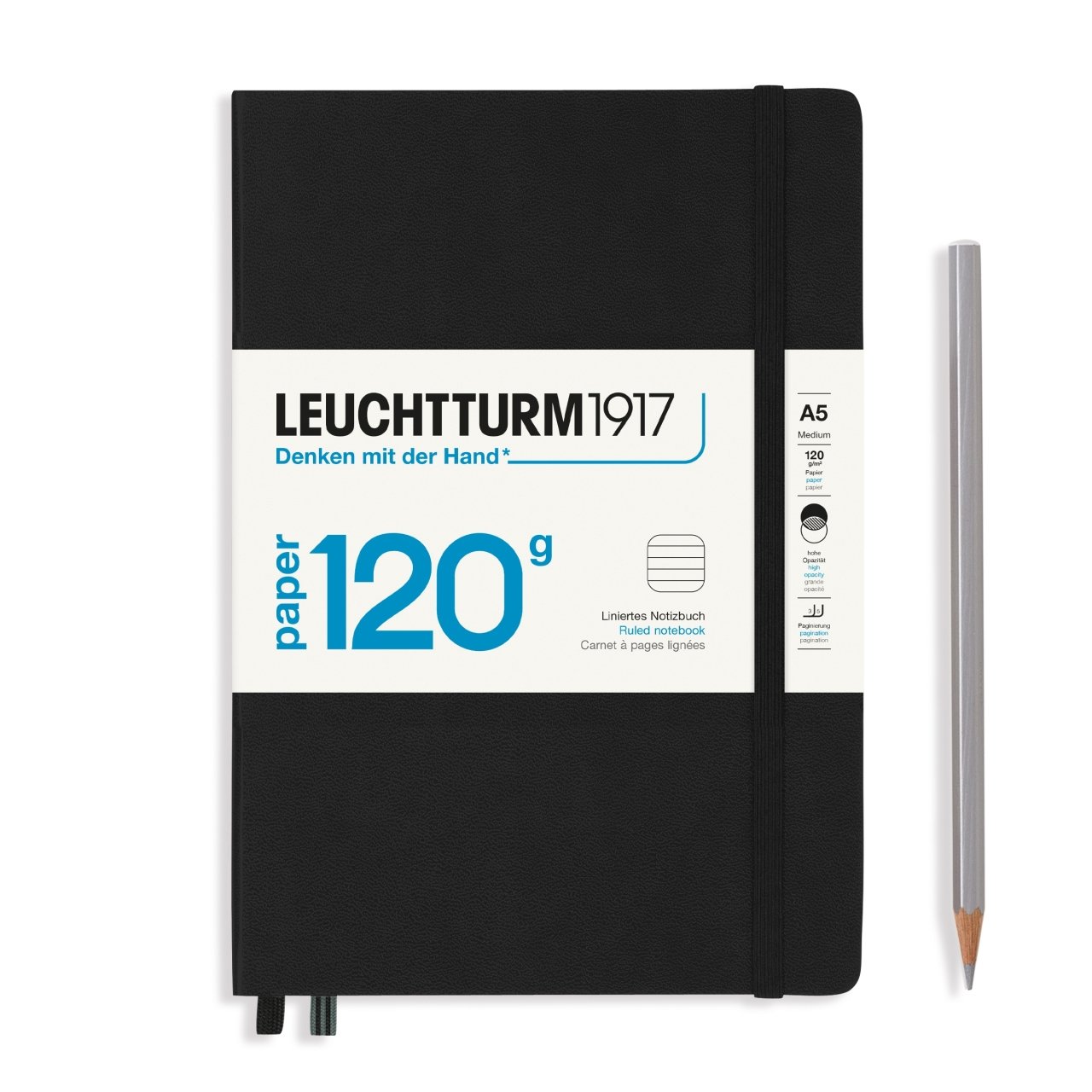 Leuchtturm1917 Not Defteri Orta Boy (A5), Edition 120G, Siyah - Çizgili