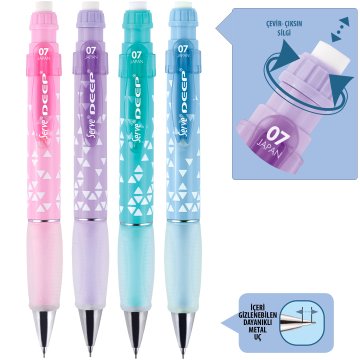 SERVE Deep Üçgen Baskılı Mekanik Kurşun Kalem 0.7 mm (Uçlu Kalem),