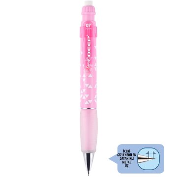 SERVE Deep Üçgen Baskılı Mekanik Kurşun Kalem 0.7 mm (Uçlu Kalem), Şeker Pembe