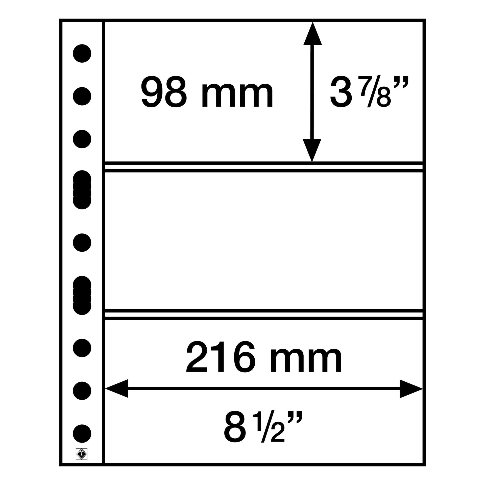 Leuchtturm GRANDE Kağıt Para, Zarf, Efemera İçin Yapraklar, 3C (216 X 98 mm)