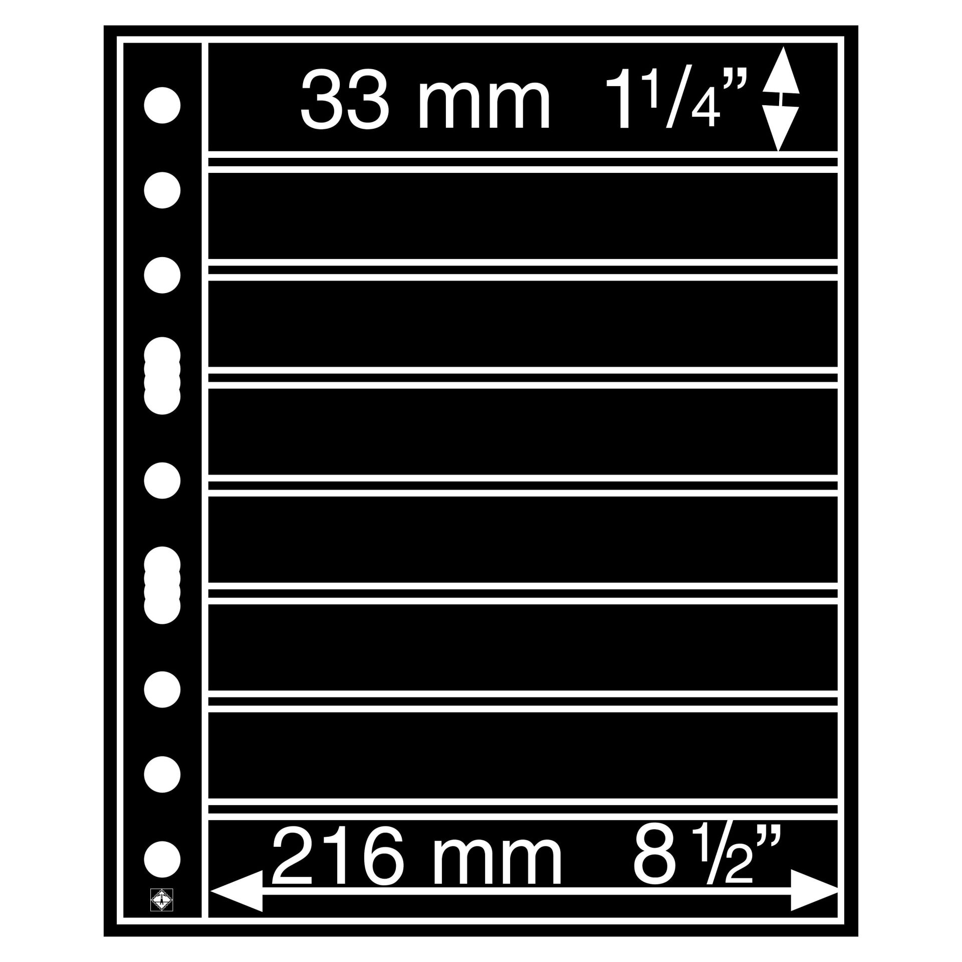 Leuchtturm GRANDE Kağıt Para, Zarf, Efemera İçin Yapraklar, 8S (33 x 216 mm)