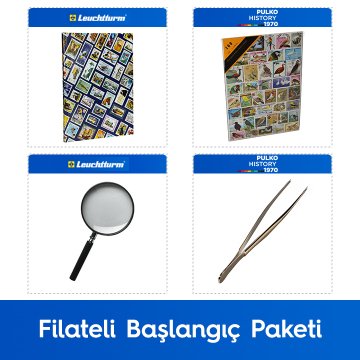 PULKO Filateli Başlangıç Paketi (Leuchtturm Hobby Pul Defteri, 100 Çeşit Pul, Pul Maşası ve Büyüteç), Kuş Pulları ile