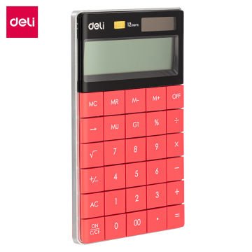 Deli, Hesap Makinesi 1589, 12 Haneli, Kırmızı
