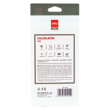 Deli, Hesap Makinesi 1589, 12 Haneli, Kırmızı