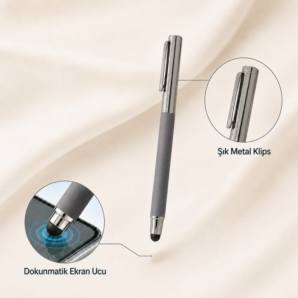 PULKO PPMK010 dokunmatik ekran ucu ve metal klips detayları