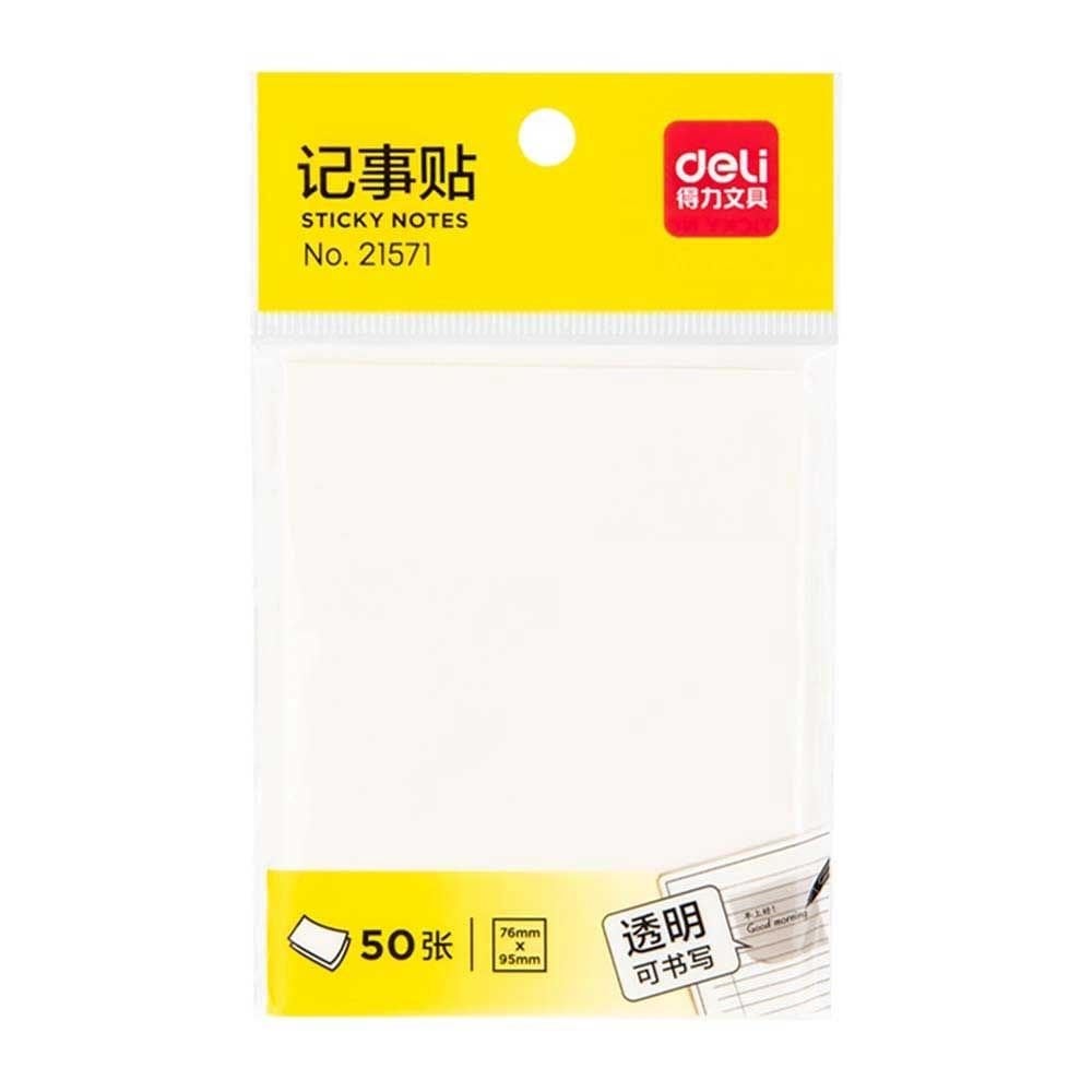 Deli, Şeffaf Yapışkanlı Not Kağıdı, 50 Yaprak, 76x95 mm, 21571