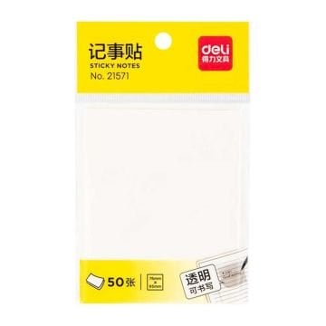 Deli, Şeffaf Yapışkanlı Not Kağıdı, 50 Yaprak, 76x95 mm, 21571