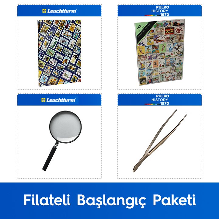 PULKO Filateli Başlangıç Paketi (Leuchtturm Hobby Pul Defteri, 100 Çeşit Pul, Pul Maşası ve Büyüteç), Spor Pulları ile
