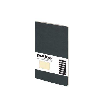 PULKO Notebook Not Defteri, (9x14cm), Terzi Dikiş, Termo Deri Kapak, 64 Sayfa, Krem Kağıt, Düz, 030, Siyah