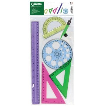 CARETTA Cetvel Gönye ve Pergel Seti 6'lı Poşet