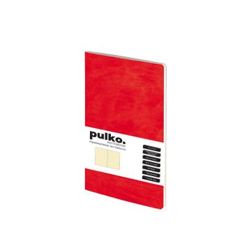PULKO Notebook Not Defteri, (9x14cm), Terzi Dikiş, Termo Deri Kapak, 64 Sayfa, Krem Kağıt, Düz, 030, Kırmızı