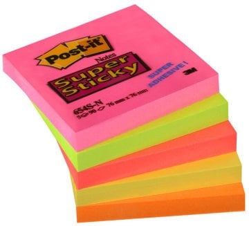 Post-it Supersticky Yapışkan Notluk, 5 Neon Renk 90 Yaprak