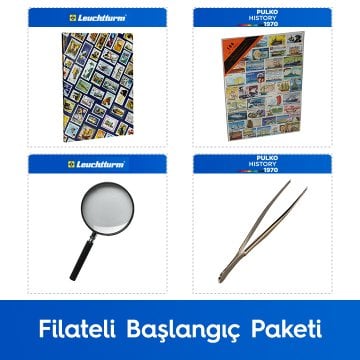 PULKO Filateli Başlangıç Paketi (Leuchtturm Hobby Pul Defteri, 100 Çeşit Pul, Pul Maşası ve Büyüteç), Gemi Tekne Pulları ile