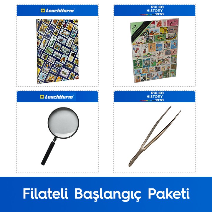 PULKO Filateli Başlangıç Paketi (Leuchtturm Hobby Pul Defteri, 100 Çeşit Pul, Pul Maşası ve Büyüteç), Yaz Olimpiyatları Pulları ile