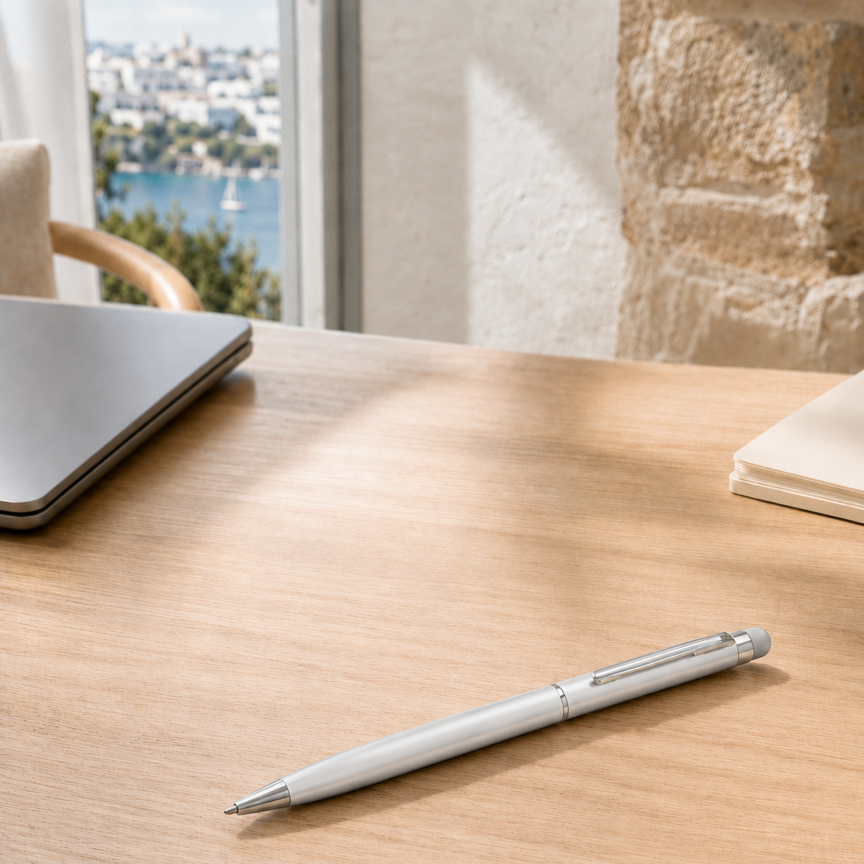 ThinyTouch, Dokunmatik Ekran Uçlu, Metal Kasa, Tükenmez Kalem, Gümüş Gri