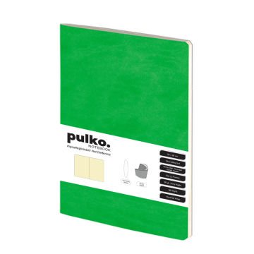 PULKO Notebook Not Defteri, (20x28cm), Terzi Dikiş, Termo Deri Kapak, 96 Sayfa, Krem Kağıt, Düz, 033, Yeşil